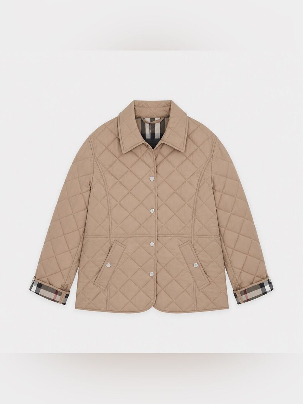 Burberry Quilted Beige Jacket with Check L